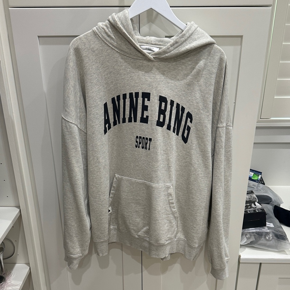 Anine Bing Heather Gray Sport Hoodie